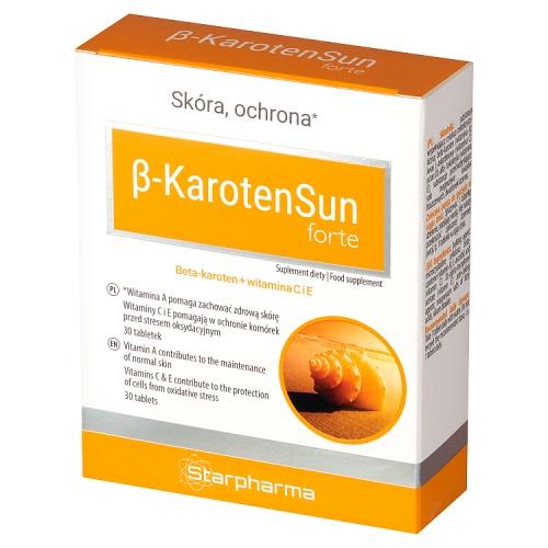 Miniaturka artykułu - Beta Karoten Sun Forte, 30 tabl. - suplement diety z witaminą A