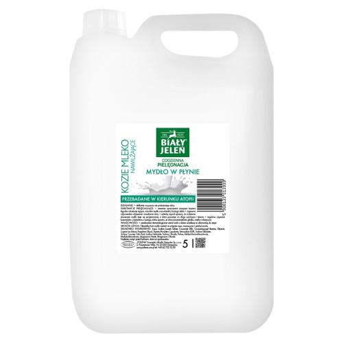 Miniaturka artykułu - BIAŁY JELEŃ Mydło w płynie Kozie Mleko, 5 l - do sk&oacute;ry wrażliwej
