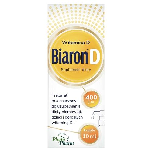 Miniaturka artykułu - Biaron D krople 400 j.m., 10 ml
