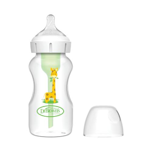 Miniaturka artykułu - Dr Brown's Butelka antykolkowa Options+ szeroka szyjka dla dzieci 3m+ Żyrafa 270ml