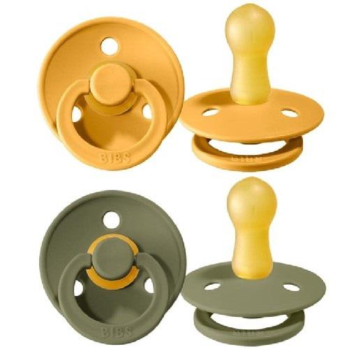 Miniaturka artykułu - BIBS smoczek uspokajający 2-PACK HONEY BEE & OLIVE rozmiar M - 6m, kauczukowy