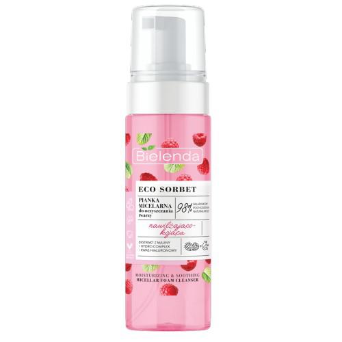 Miniaturka artykułu - BIELENDA ECO SORBET Malina Pianka micelarna do oczyszczania twarzy nawilżająco-kojąca, 150ml