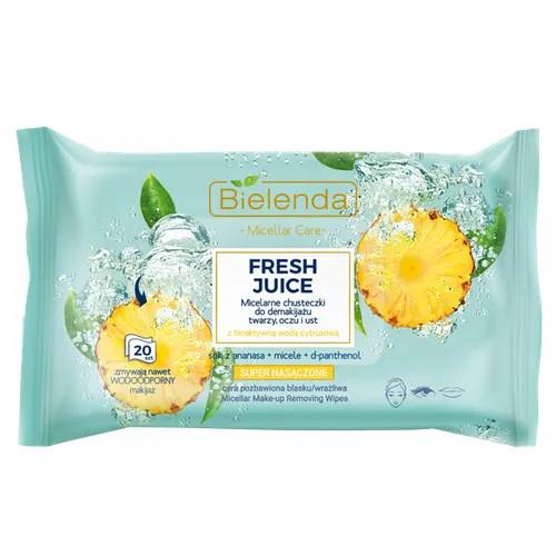 Miniaturka artykułu - BIELENDA FRESH JUICE Chusteczki micelarne ANANAS, 20szt