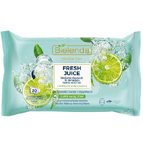 Miniaturka artykułu - BIELENDA FRESH JUICE Chusteczki micelarne LIMONKA, 20szt.