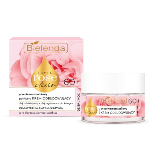 Miniaturka artykułu - BIELENDA ROYAL ROSE ELIXIR Przeciwzmarszczkowy p&oacute;łtłusty krem odbudowujący 60+, 50ml