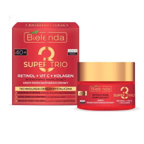 BIELENDA Super Trio 40+ Krem przeciwzmarszczkowy na dzień i noc Intensywnie Nawilżający, 50ml