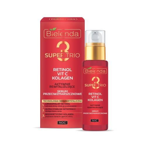 Miniaturka artykułu - BIELENDA Super Trio Serum przeciwzmarszczkowe na noc Aktywnie rewitalizujące, 30ml