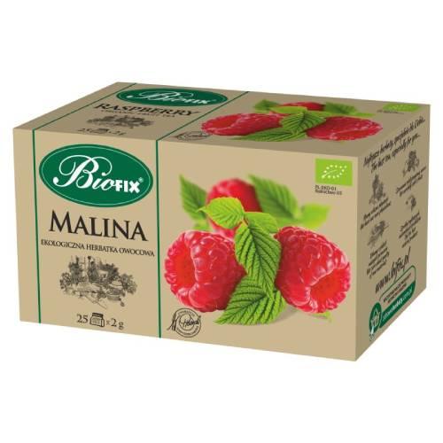 Miniaturka artykułu - BiFix Ekologiczna herbata malinowa, 25x2g