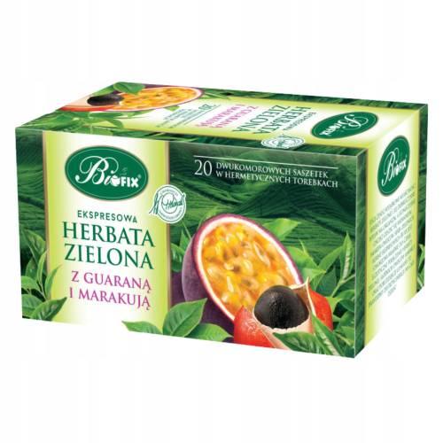 Miniaturka artykułu - BiFix Ekspresowa herbata zielona z guaraną i marakują, 20x2g