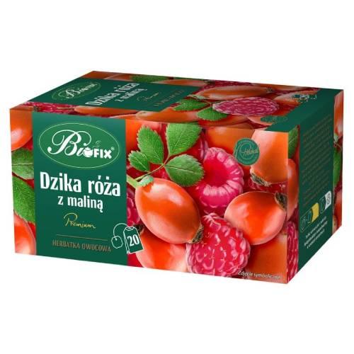 Miniaturka artykułu - BiFix Herbata owocowa Dzika r&oacute;ża z maliną, 20x2g