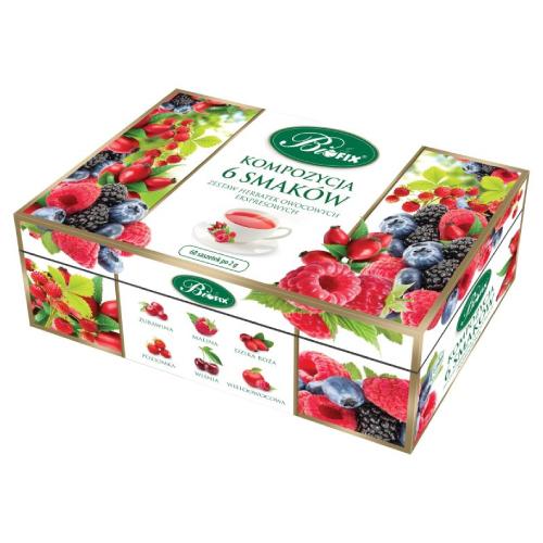 Miniaturka artykułu - BiFix Kompozycja 6 smak&oacute;w Zestaw herbatek owocowych ekspresowych, 120g