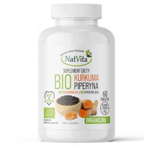 Miniaturka artykułu - Natvita Bio Kurkuma + Piperyna 500 mg, 60 tabl.