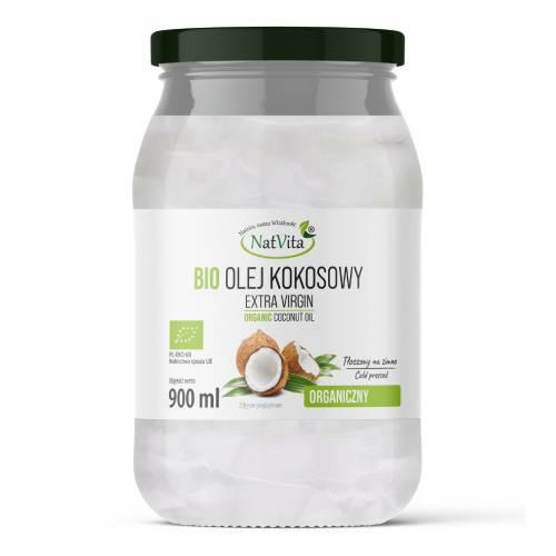 Miniaturka artykułu - NatVita Bio Olej Kokosowy Extra Virgin, 900 ml
