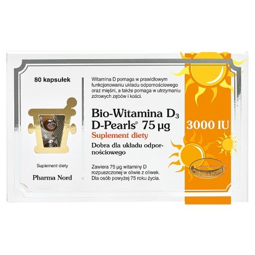 Miniaturka artykułu - Bio-Witamina D3 D-Pearls 75 mcg, 80 kaps.