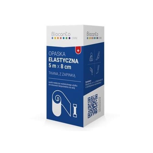 Miniaturka artykułu - BIOCANTO Opaska elastyczna tkana z zapinką 5m x 8cm, 1 szt.