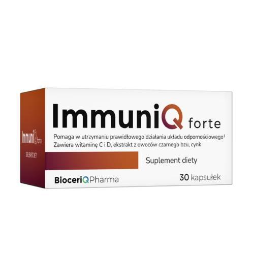 Zdjęcie produktu - BioceriQ Pharma ImmuniQ Forte - suplement diety z witaminą C,D, cynkiem i czarnym bzem, 30 kaps.