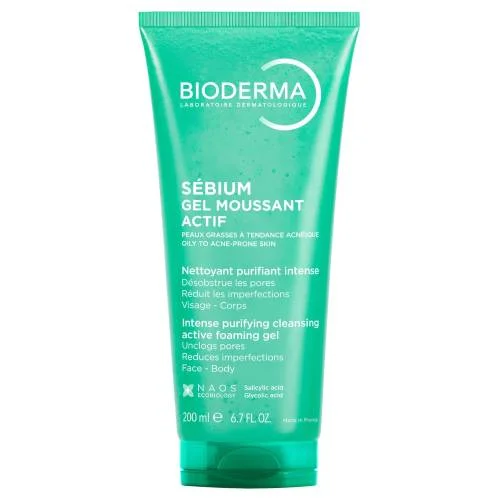 Miniaturka artykułu - BIODERMA SEBIUM Gel Moussant Actif Żel Oczyszczający, 200ml