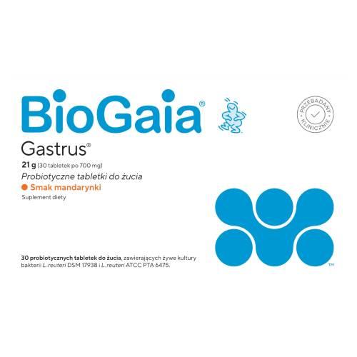 Miniaturka artykułu - BioGaia Gastrus o smaku mandarynkowym, 30 tabl.