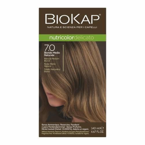Miniaturka artykułu - BIOKAP NUTRICOLOR DELICATO 7.0 Średni Blond - 1 sztuka