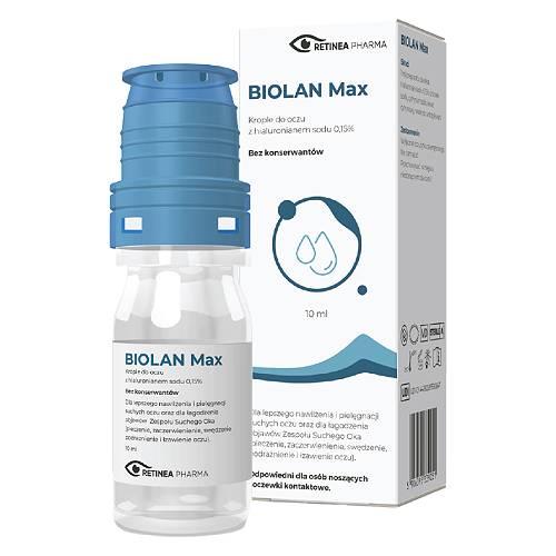 Miniaturka artykułu - Biolan Max Krople do oczu z hialuronianem sodu 0,15%, 10 ml