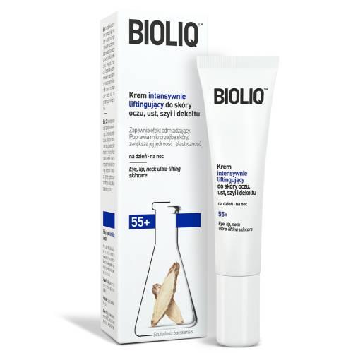 Miniaturka artykułu - Bioliq 55+ Krem intensywnie liftingujący do sk&oacute;ry oczu, ust, szyi i dekoltu, 15 ml