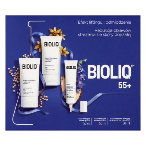 Miniaturka artykułu - BIOLIQ 55+ Zestaw prezentowy: Krem liftingująco-odżywczy na dzień, 50 ml + Krem liftingująco-odżywczy na noc, 50 ml + Krem intensywnie liftingujący do sk&oacute;ry oczu ust szyi i dekoltu, 30 ml