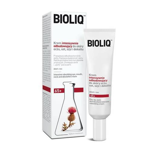 Miniaturka artykułu - Bioliq 65+ Krem intensywnie odbudowujący do sk&oacute;ry oczu, ust, szyi i dekoltu, 30 ml 