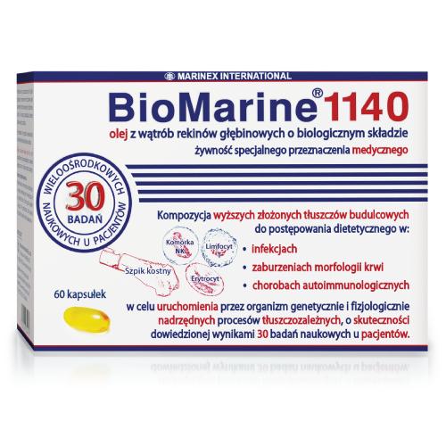 Miniaturka artykułu - BIOMARINE 1140 olej z wątroby rekin&oacute;w głębinowych, 60 kaps.