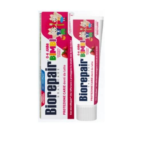 Miniaturka artykułu - Biorepair Kids Pasta do zęb&oacute;w o smaku truskawkowym dla dzieci 0-6 lat, 50 ml