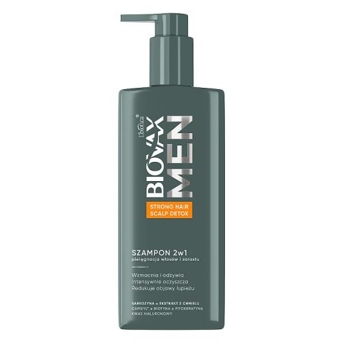 Miniaturka artykułu - BIOVAX Men Strong Hair&Scalp Detox 2w1 Szampon do włos&oacute;w i brody, 200ml