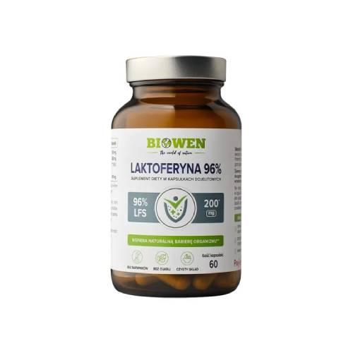 Miniaturka artykułu - Biowen Laktoferyna 96%, 60 kaps. - suplement diety z laktoferyną i witaminą C