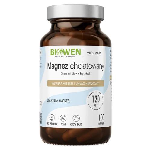 Miniaturka artykułu - Biowen Magnez chelatowany (diglicynian magnezu), 100 kaps.