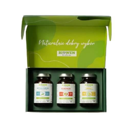 Miniaturka artykułu - Biowen Zestaw dla Mamy Omega 3 660 mg EPA 440 mg DHA, 90 kaps.+ Enzymax Complex+ enzymy trawienne, 90 kaps. + Koenzym Q10, 100 kaps.
