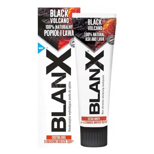 Miniaturka artykułu - BLANX BLACK VOLCANO Wybielająca pasta do zęb&oacute;w z popiołem i lawą wulkaniczną, 75ml