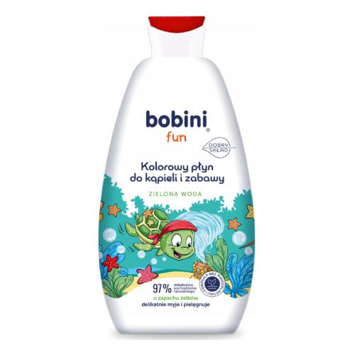 Miniaturka artykułu - BOBINI FUN Kolorowy płyn do kąpieli i zabawy Zielona Woda, 500ml