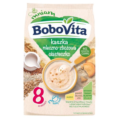 Miniaturka artykułu - BoboVita Kaszka mleczno-zbożowa ciasteczko po 8 miesiącu, 210 g