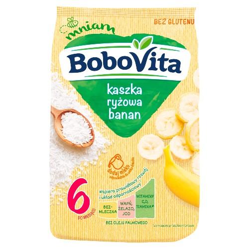 Miniaturka artykułu - BoboVita Kaszka ryżowa banan bezmleczna bezglutenowa po 6 miesiącu, 180 g
