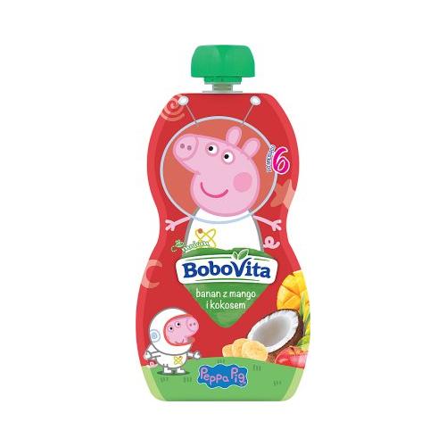 Miniaturka artykułu - BOBOVITA Peppa Pig banan z mango i musem kokosowym, 100g KR&Oacute;TKA DATA 05.07.2026