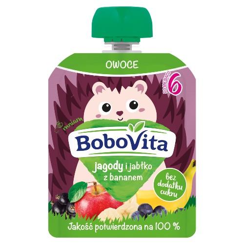 Miniaturka artykułu - BoboVita Mus jagody, jabłka, banan - 80g