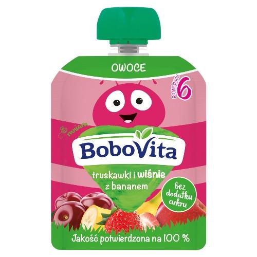Miniaturka artykułu - BoboVita Mus truskawka, wiśnie, banan - 80g
