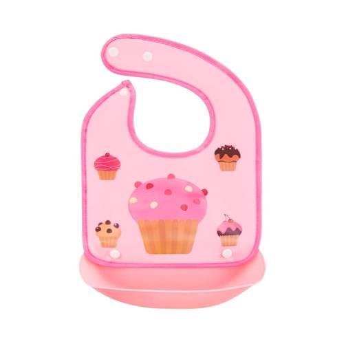 BOCIOLAND Śliniak ceratowy z odpinaną kieszonką Muffin