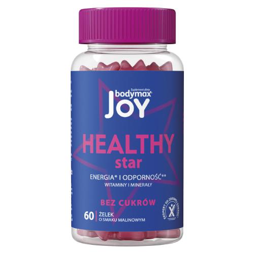 Miniaturka artykułu - Bodymax JOY HEALTHY Star o smaku malinowym, 60 żelek 