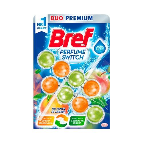 Miniaturka artykułu - Bref Power Aktiv Zawieszka myjąco-zapachowa do muszli WC BRZOSKWINIA JABŁKO, 2x50g
