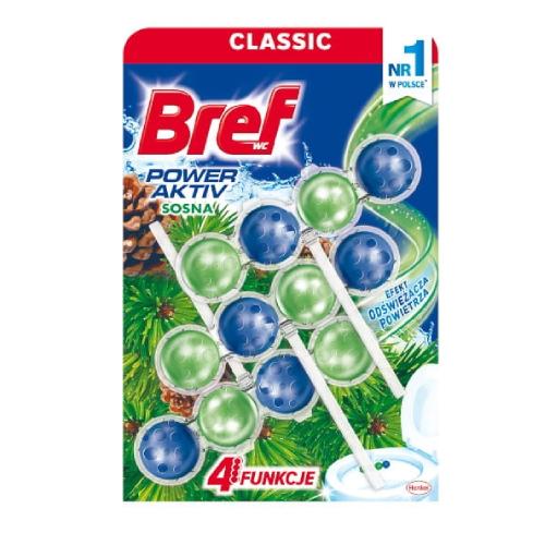 Miniaturka artykułu - Bref WC Power Aktiv Zawieszka myjąco-zapachowa do muszli WC sosna, 3x 50 g