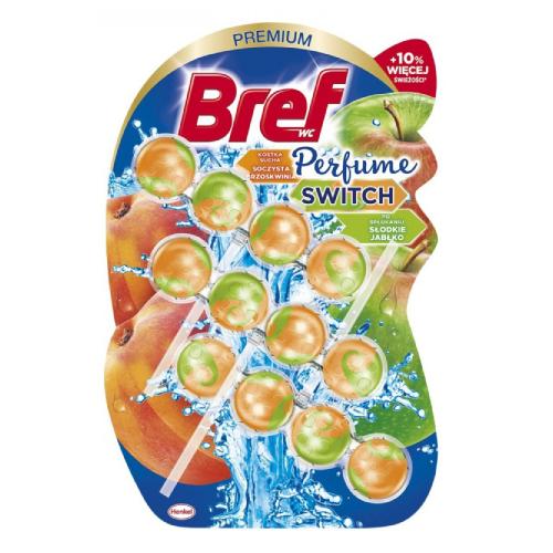 Miniaturka artykułu - Bref Perfume Switch Zawieszka do WC Soczysta Brzoskwinia i Słodkie Jabłko, 3x50g
