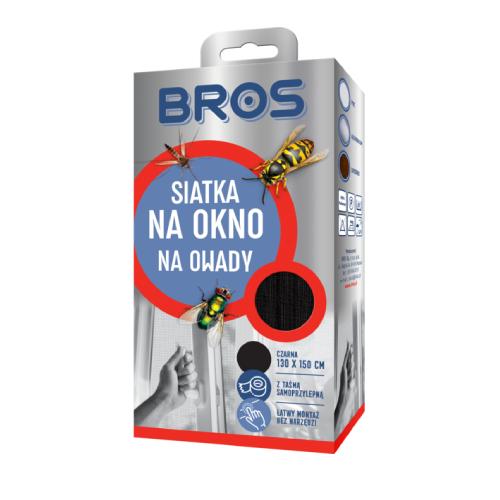 Miniaturka artykułu - BROS Siatka na komary na okna i drzwi czarna 150x130cm 