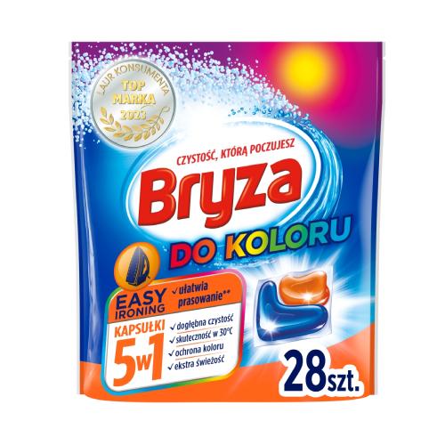 Miniaturka artykułu - BRYZA Easy Ironing kapsułki 5w1 do prania do koloru, 28szt.