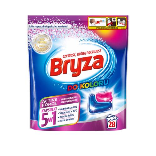 Miniaturka artykułu - BRYZA  Active Force 5w1 kapsułki do prania do koloru, 28szt.
