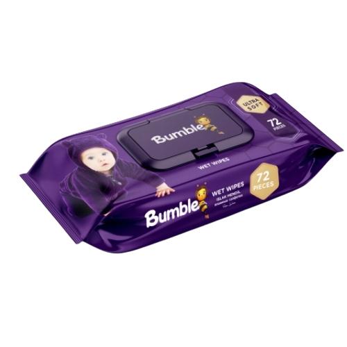 Miniaturka artykułu - BUMBLE Chusteczki nawilżane dla dzieci, 72 sztuki 