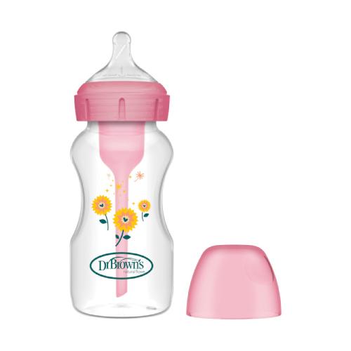 Miniaturka artykułu - Dr Brown's Butelka antykolkowa Options+ szeroka szyjka, dla noworodk&oacute;w Słoneczniki 270ml